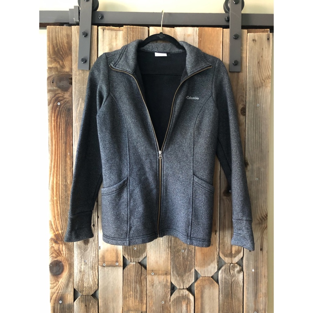 Dark Grey Columbia Fleece Zip-up Jacket Sz Small - Picture 3 of 5